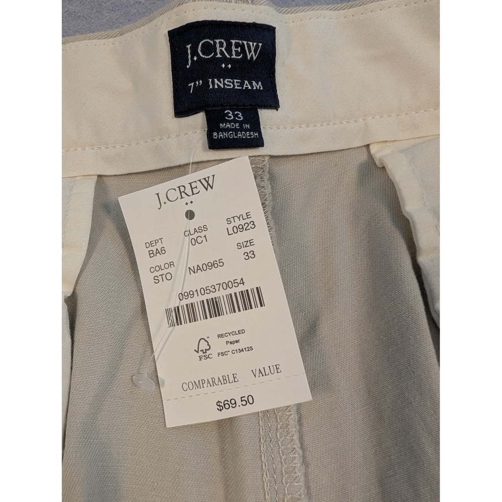 J.Crew Chino Shorts Mens 33 Stone 7" Inseam Stretch Cotton Twill NWT - Picture 2 of 5